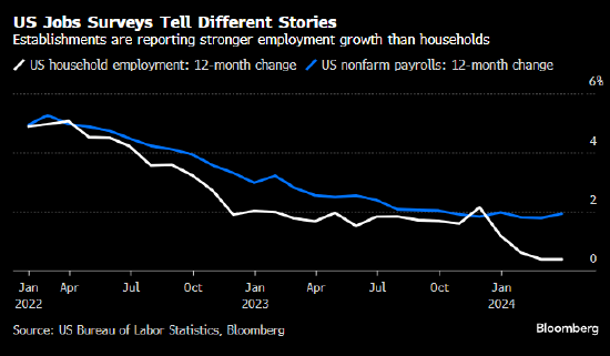 美国非农就业报告中两个数字至今差异仍大 经济学家认为需要警惕